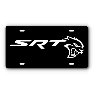 SRT Hellcat Vanity Aluminum License Plate - Black & White