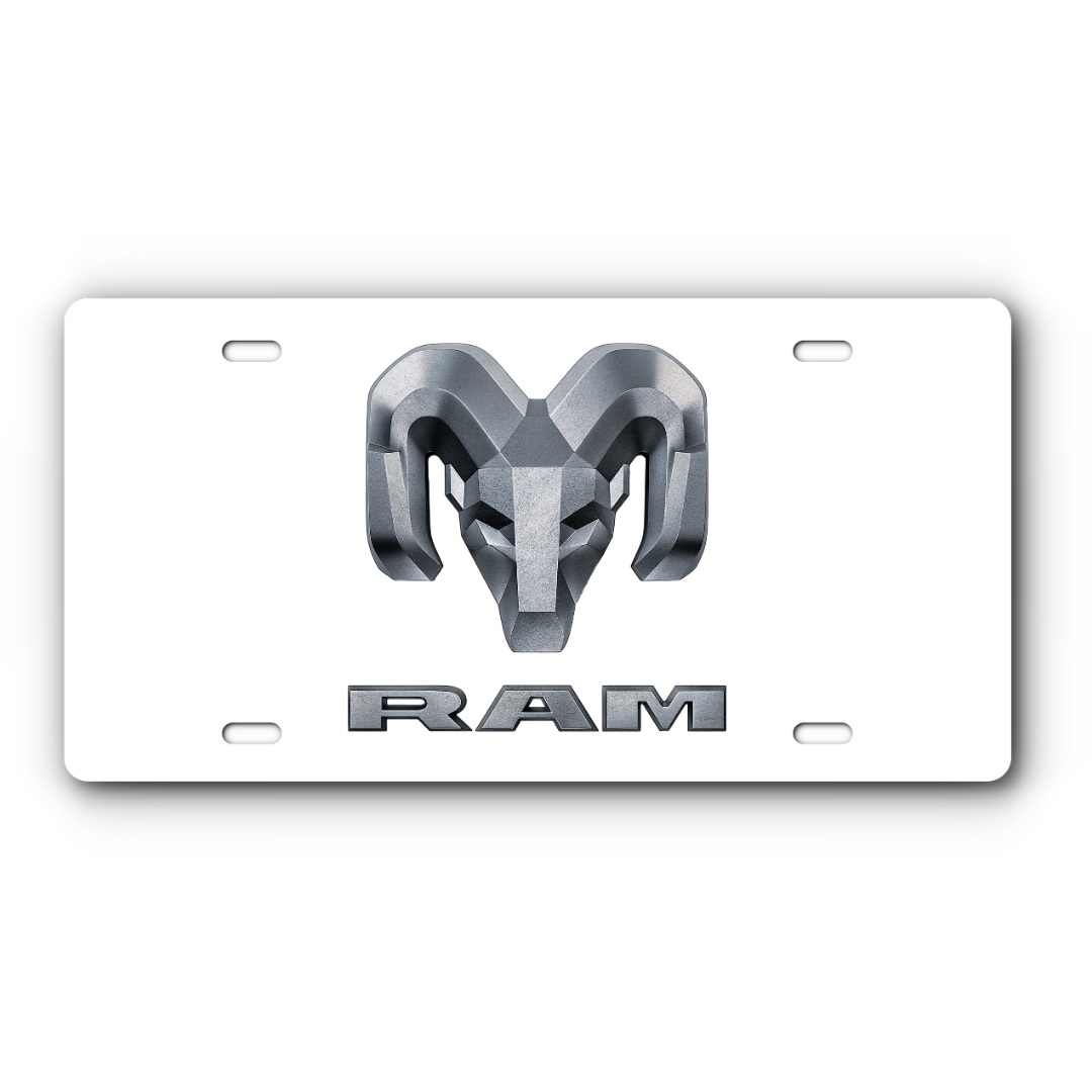 RAM Vanity Aluminum License Plate - White