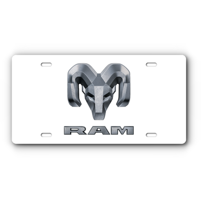 RAM Vanity Aluminum License Plate - White