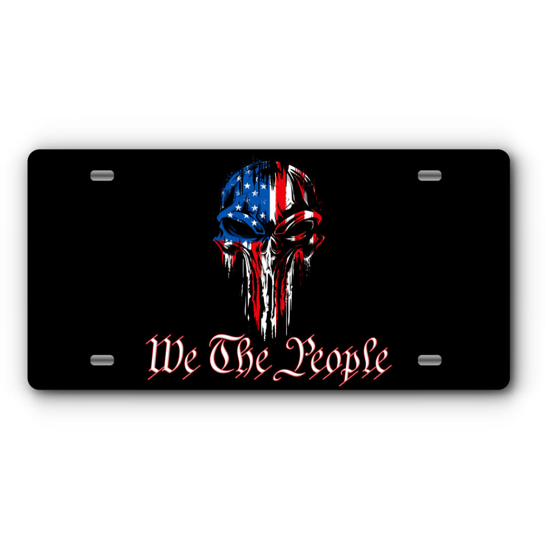 We The People Vanity Aluminum License Plate - Punisher Style