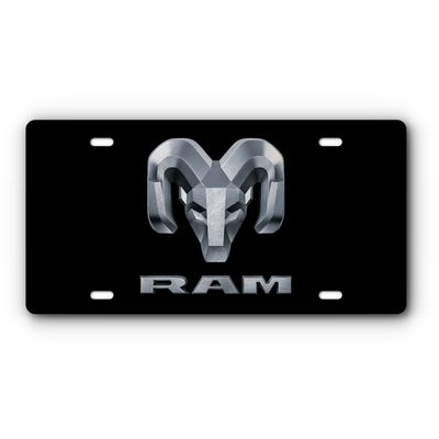 RAM Vanity Aluminum License Plate - Black