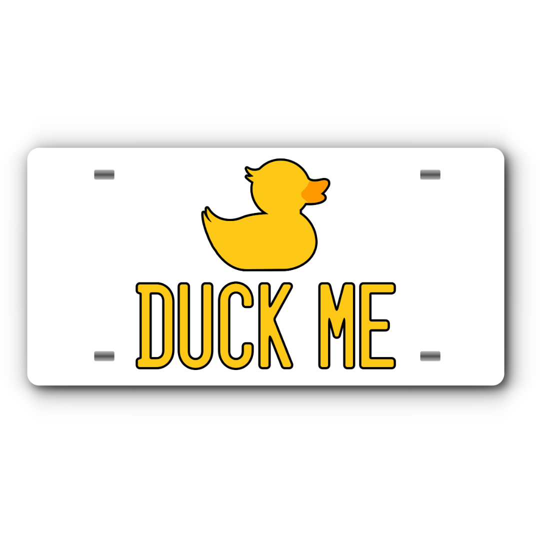 Jeep Duck Me Vanity Aluminum License Plate - White