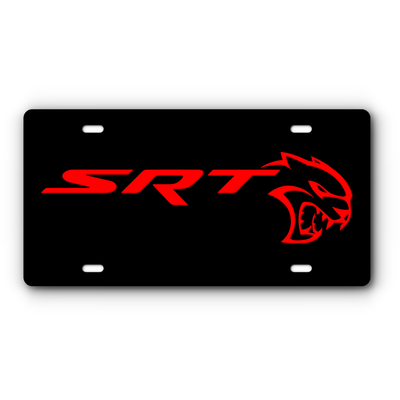 SRT Hellcat Vanity Aluminum License Plate - Black & Red