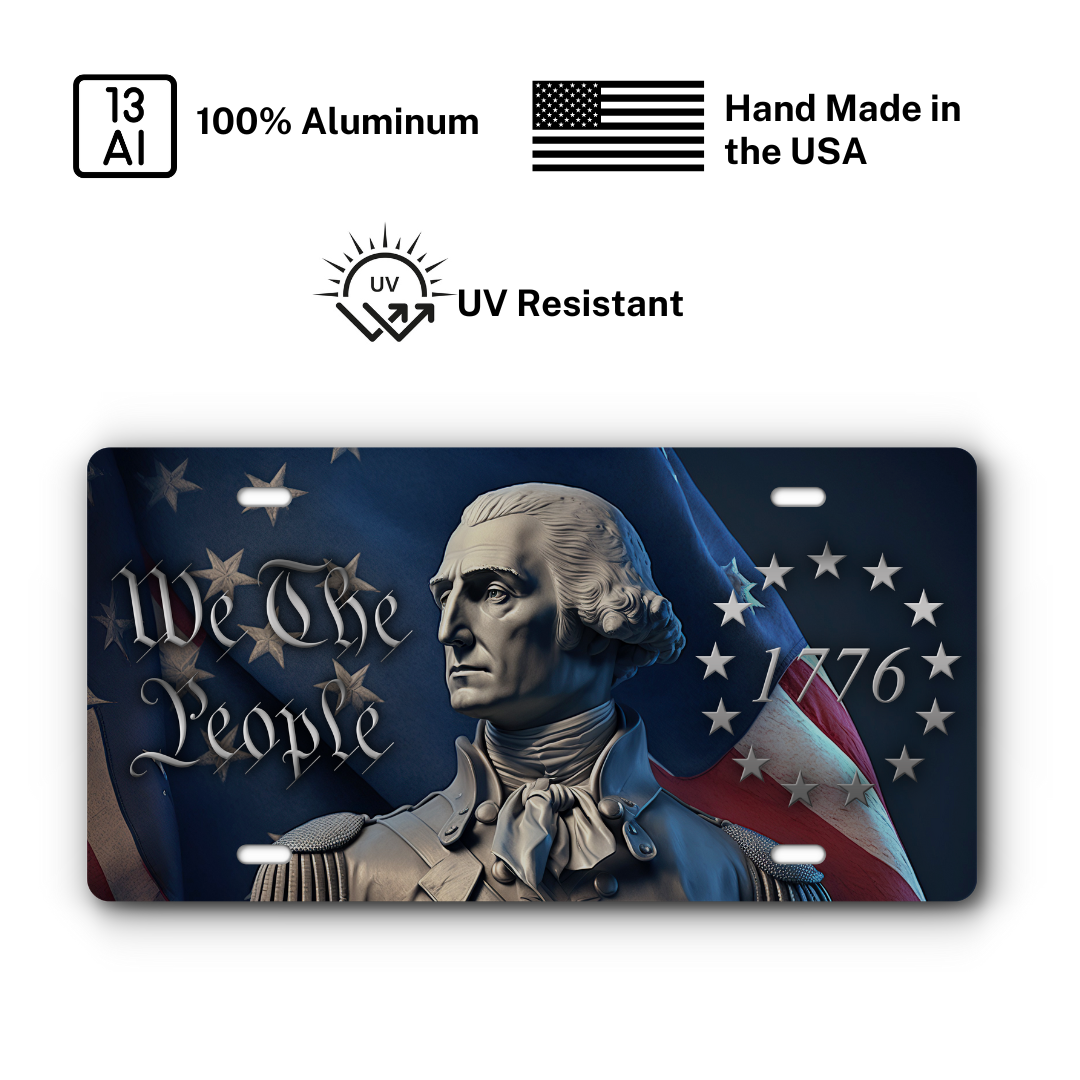 We The People Vanity Aluminum License Plate - George Washington 1776