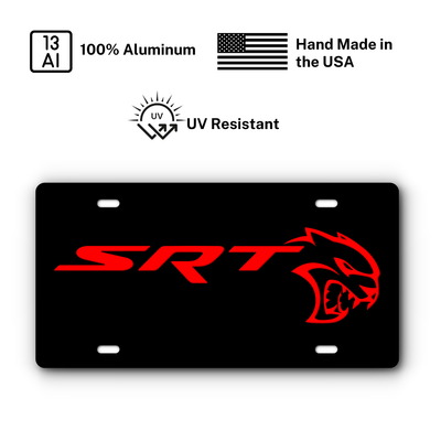 SRT Hellcat Vanity Aluminum License Plate - Black & Red