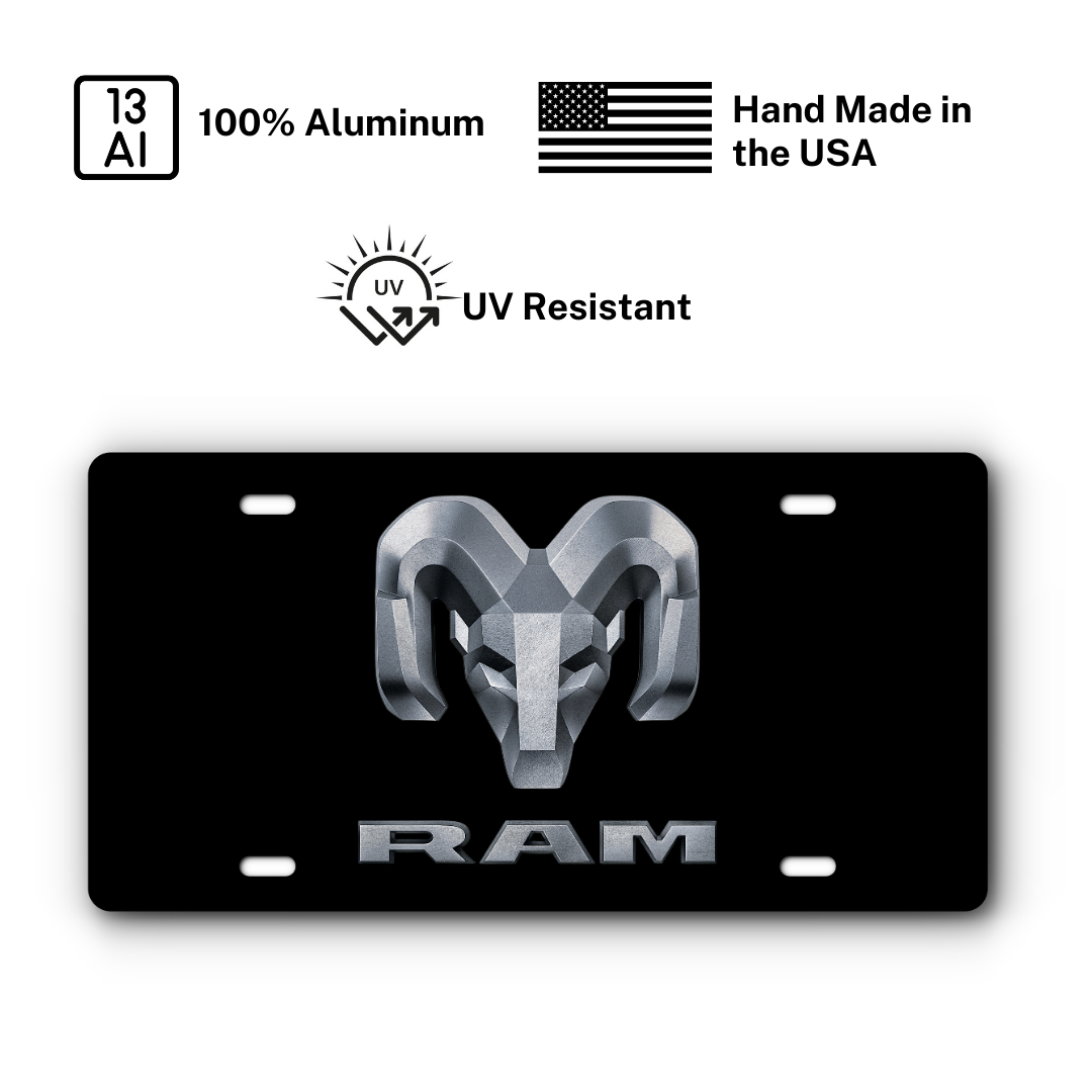 RAM Vanity Aluminum License Plate - Black