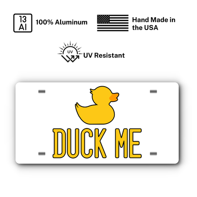 Jeep Duck Me Vanity Aluminum License Plate - White