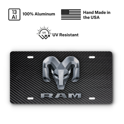 RAM Vanity Aluminum License Plate - Carbon Twill