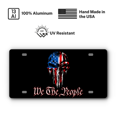 We The People Vanity Aluminum License Plate - Punisher Style