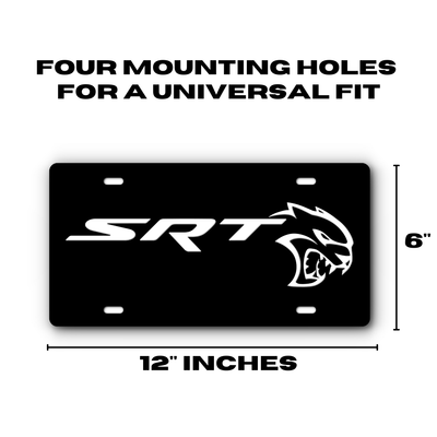 SRT Hellcat Vanity Aluminum License Plate - Black & White