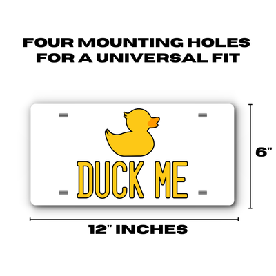 Jeep Duck Me Vanity Aluminum License Plate - White