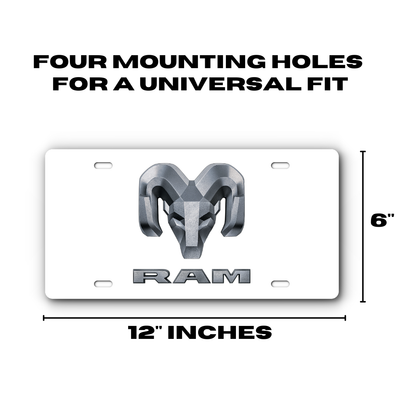 RAM Vanity Aluminum License Plate - White