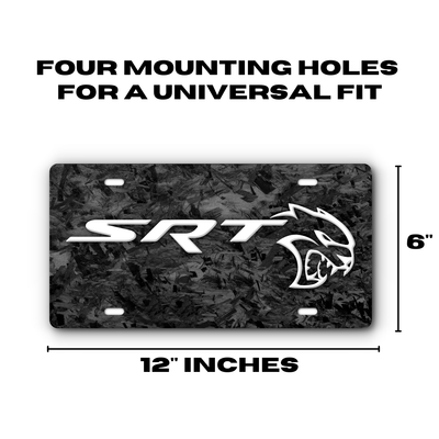 SRT Hellcat Vanity Aluminum License Plate - Simulated Forged + White