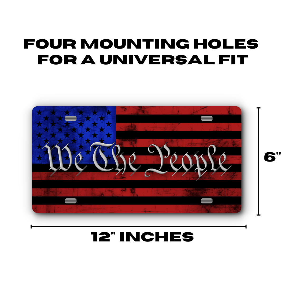 We The People Vanity Aluminum License Plate - Red & Blue