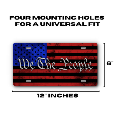 We The People Vanity Aluminum License Plate - Red & Blue