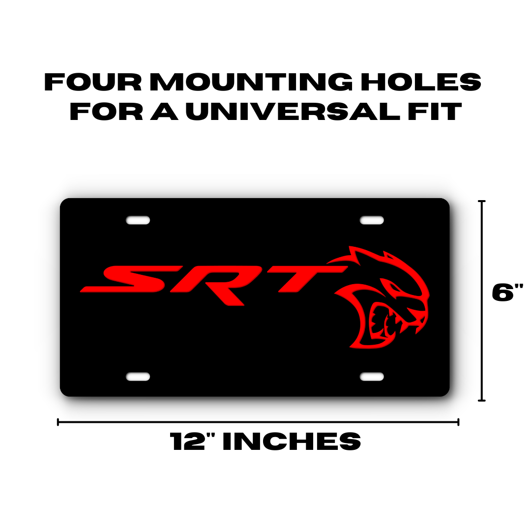 SRT Hellcat Vanity Aluminum License Plate - Black & Red