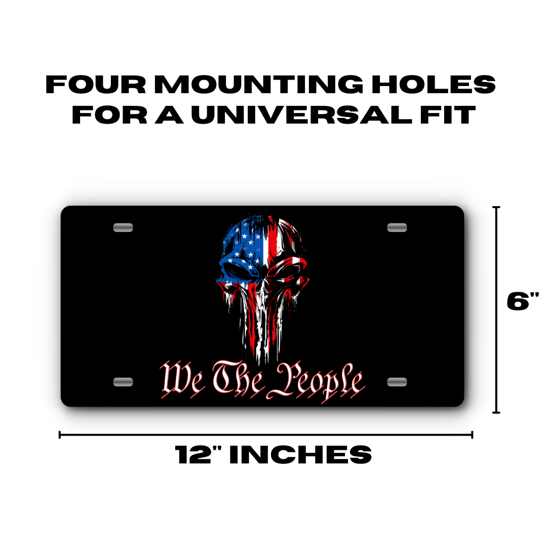 We The People Vanity Aluminum License Plate - Punisher Style