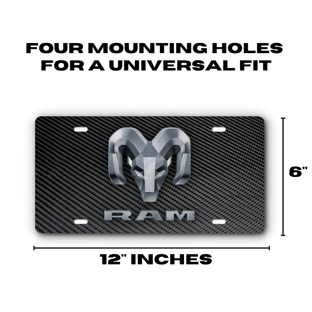 RAM Vanity Aluminum License Plate - Carbon Twill