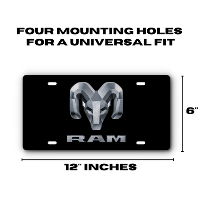 RAM Vanity Aluminum License Plate - Black