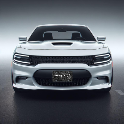 SRT Hellcat Vanity Aluminum License Plate - Simulated Forged + White