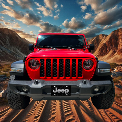 Jeep Topographical Vanity Aluminum License Plate - Black